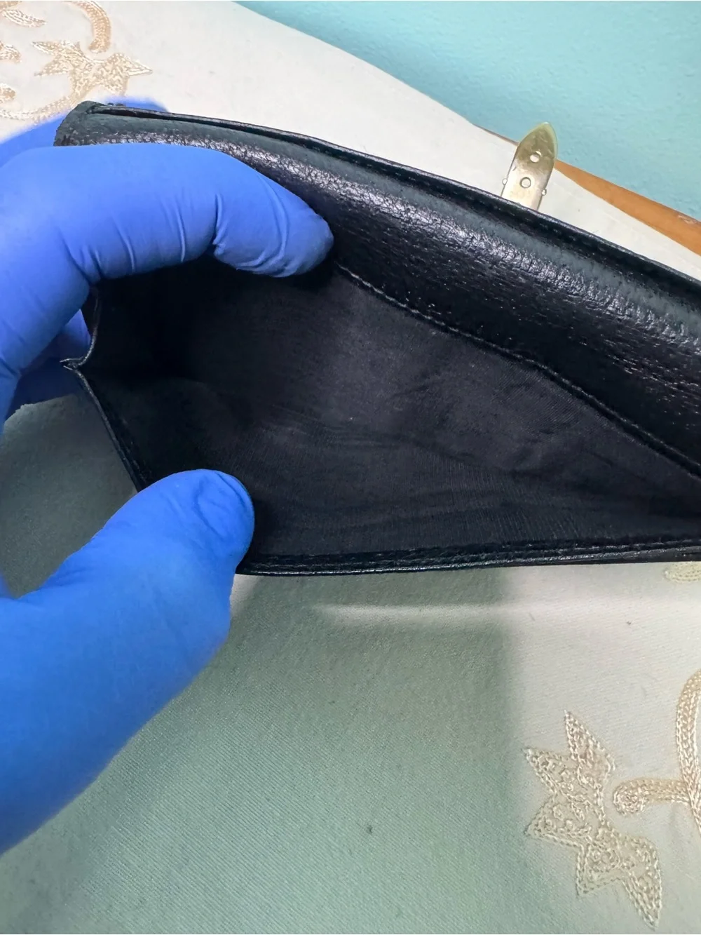 Gucci Black Leather Wallet with Gold-Tone Clasp